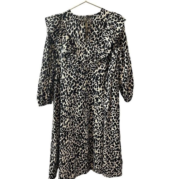 Sandy Liang Target Leopard Print Long Sleeve Midi Dress Ruffle Size Small NWT - Picture 10 of 14